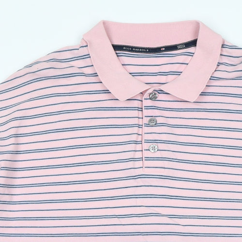 Marks and Spencer Mens Pink Cotton Polo Size 2XL Collared