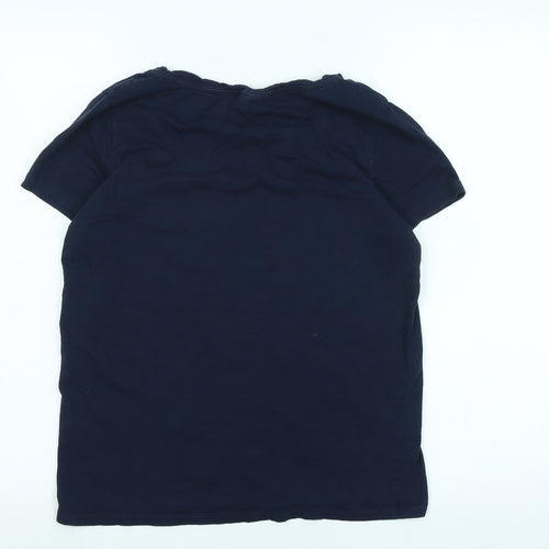 Topshop Womens Blue Cotton Basic T-Shirt Size 10 Scoop Neck