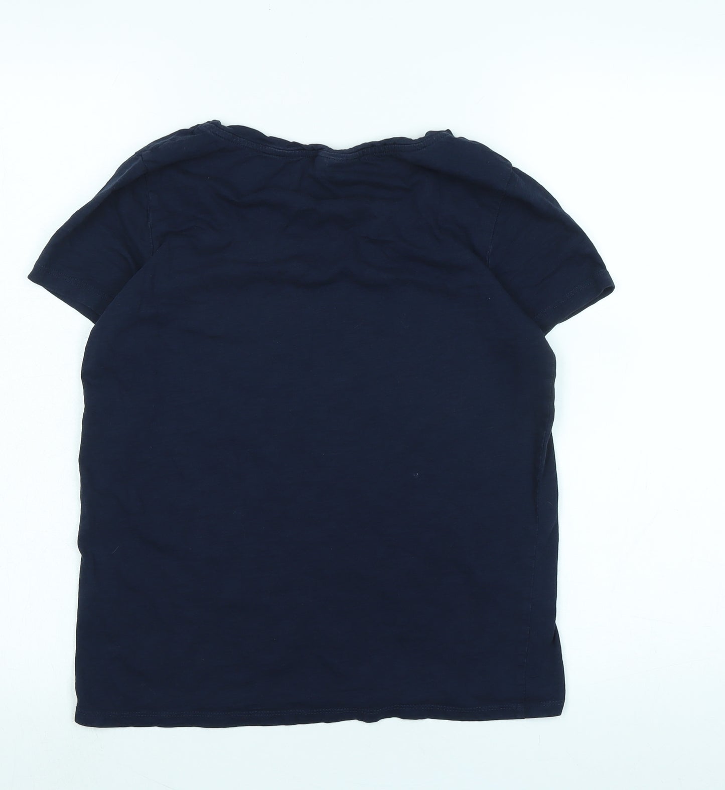 Topshop Womens Blue Cotton Basic T-Shirt Size 10 Scoop Neck