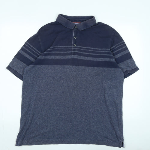 Marks and Spencer Mens Blue Cotton Polo Size XL Collared