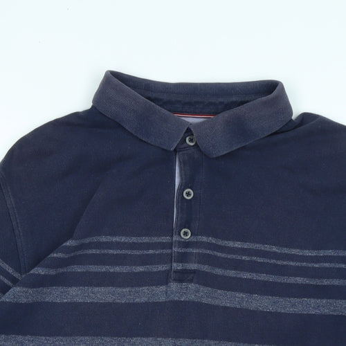 Marks and Spencer Mens Blue Cotton Polo Size XL Collared