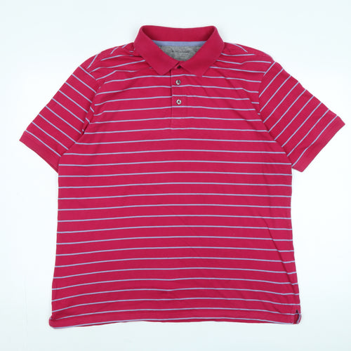 Marks and Spencer Mens Pink Cotton Polo Size L Collared