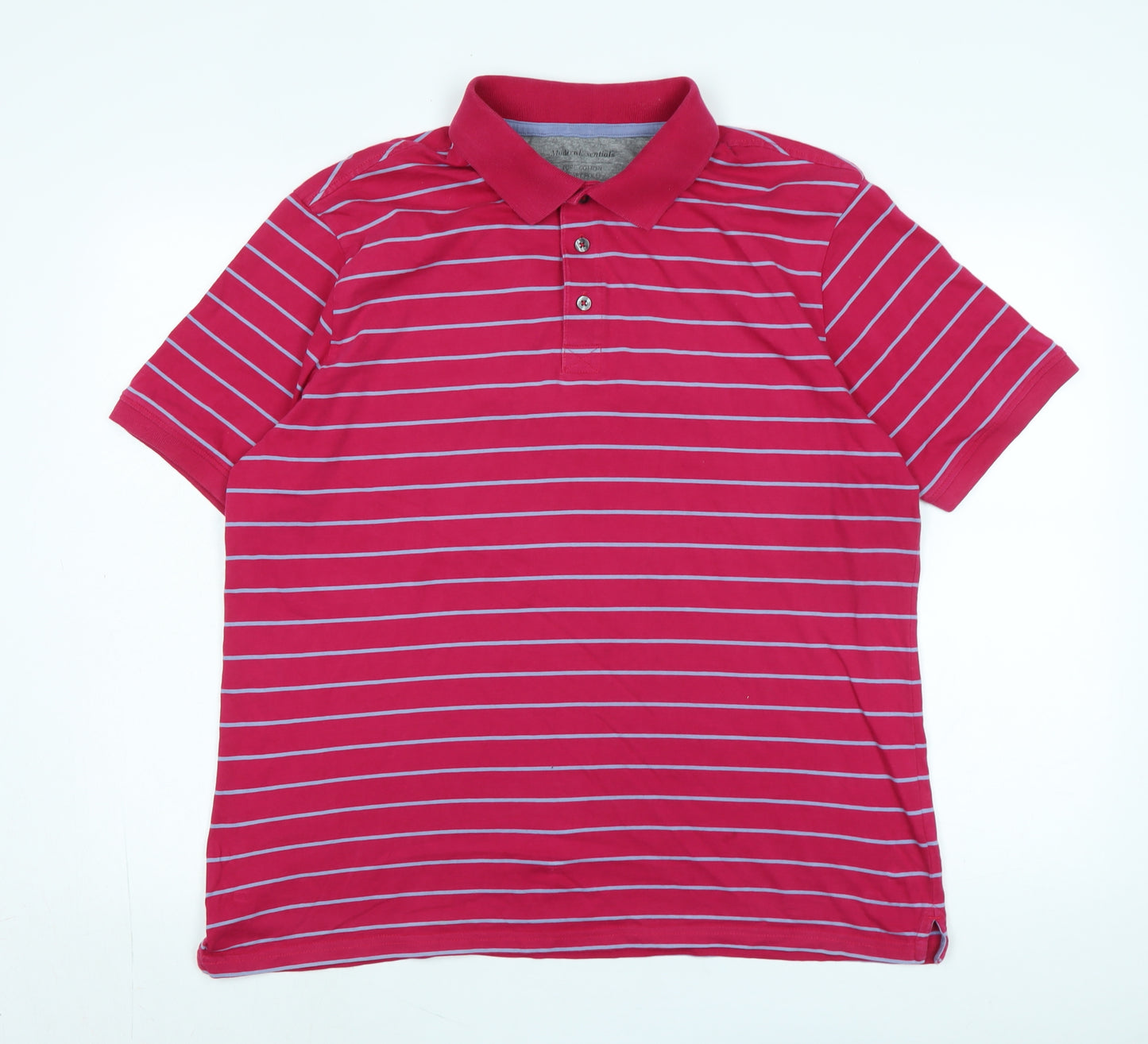 Marks and Spencer Mens Pink Cotton Polo Size L Collared