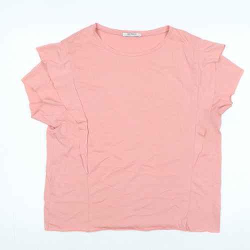 Zara Womens Pink Cotton Basic T-Shirt Size M Scoop Neck