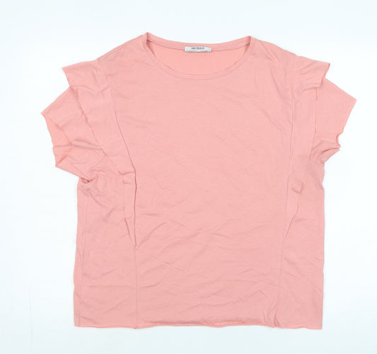 Zara Womens Pink Cotton Basic T-Shirt Size M Scoop Neck