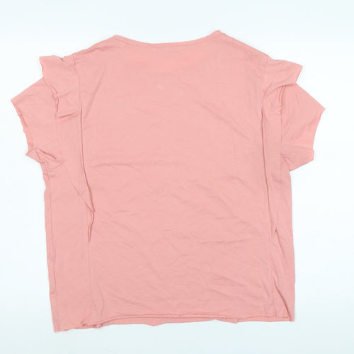 Zara Womens Pink Cotton Basic T-Shirt Size M Scoop Neck