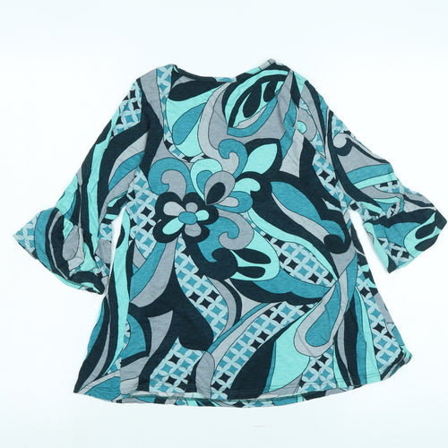Adams Girls Blue Cotton Blend A-Line Size 6-7 Years V-Neck