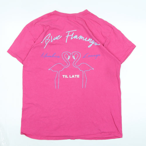 boohoo man Mens Pink Cotton T-Shirt Size S Crew Neck
