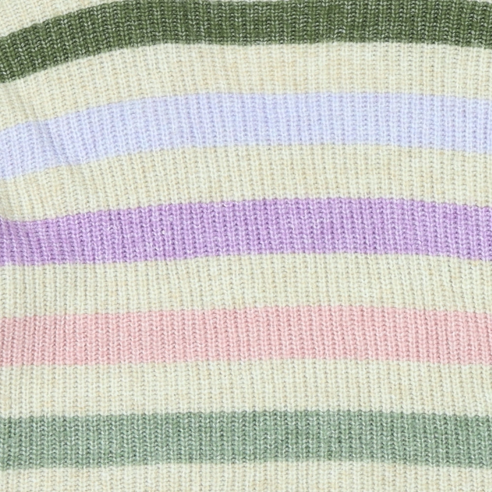 Marks and Spencer Womens Multicoloured V-Neck Striped Polyester Pullover Jumper Size XL