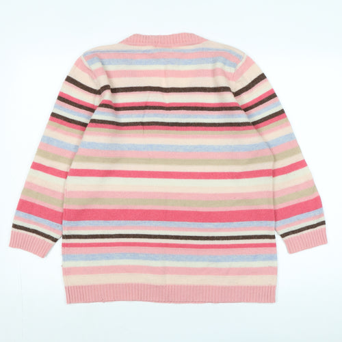 nexrt Womens Multicoloured V-Neck Striped Wool Pullover Jumper Size 20 - Lambswool