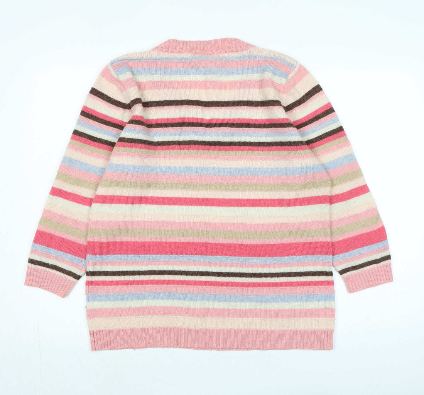 nexrt Womens Multicoloured V-Neck Striped Wool Pullover Jumper Size 20 - Lambswool