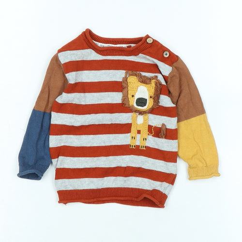 NEXT Boys Brown Cotton Pullover Jumper Size 6-9 Months - Logo -Lion