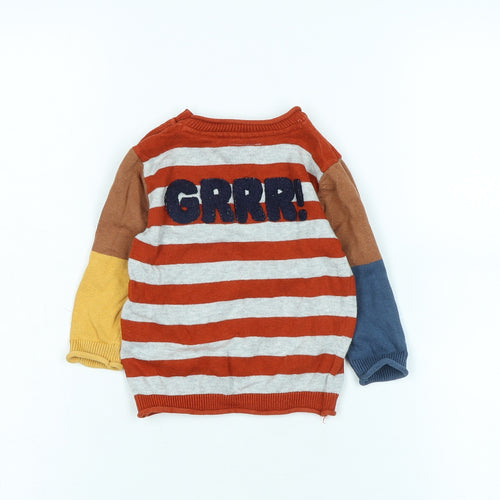 NEXT Boys Brown Cotton Pullover Jumper Size 6-9 Months - Logo -Lion