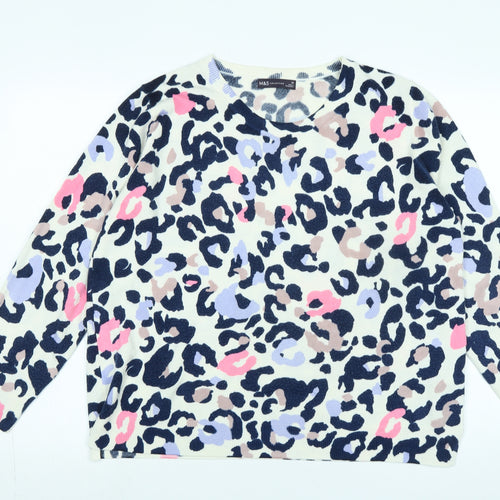 Marks and Spencer Womens Multicoloured Crew Neck Camouflage Acrylic Pullover Jumper Size 20
