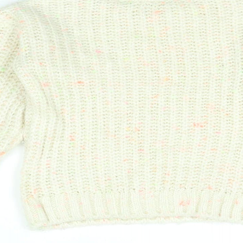 Marks and Spencer Girls Ivory Round Neck Polyester Pullover Jumper Size 5-6 Years Pullover