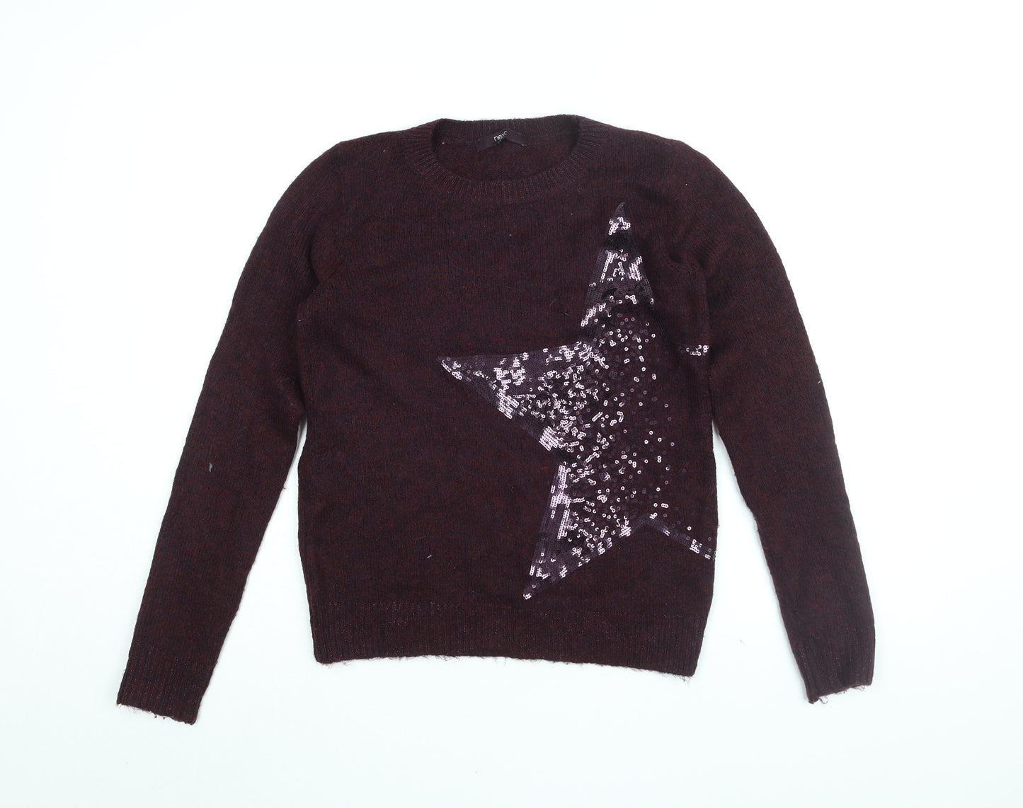 NEXT Womens Red Round Neck Acrylic Pullover Jumper Size 6 - Sequin Star