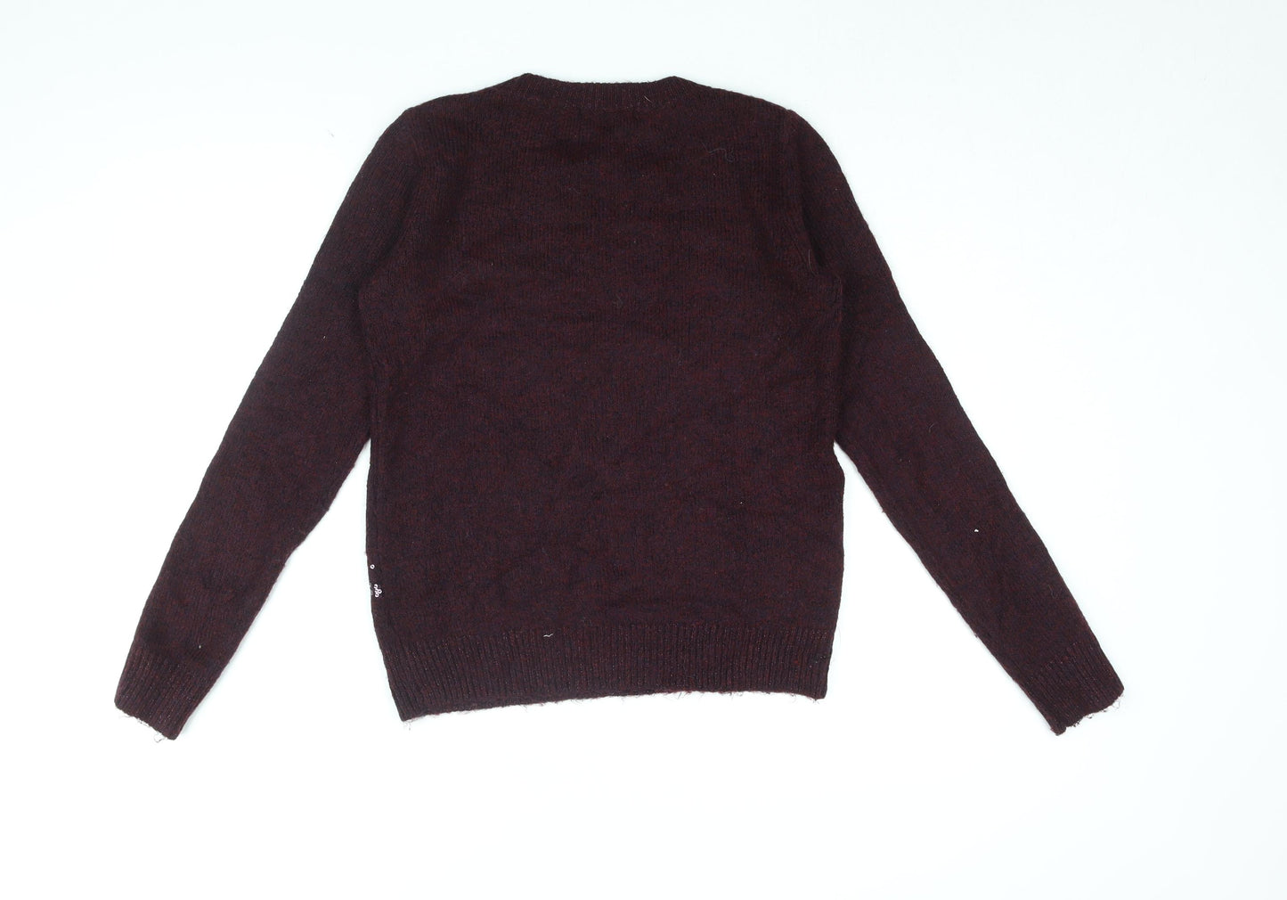 NEXT Womens Red Round Neck Acrylic Pullover Jumper Size 6 - Sequin Star