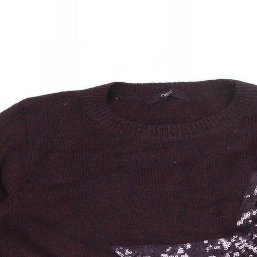 NEXT Womens Red Round Neck Acrylic Pullover Jumper Size 6 - Sequin Star