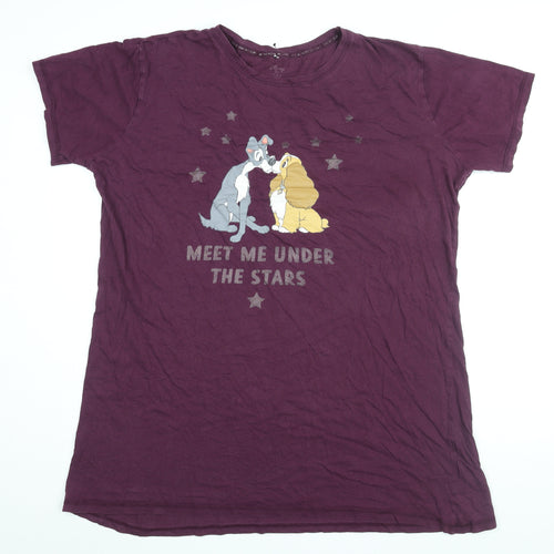 Disney Womens Purple Solid Cotton Top Pyjama Top Size XL - Lady and the Tramp, Meet Me Under The Stars