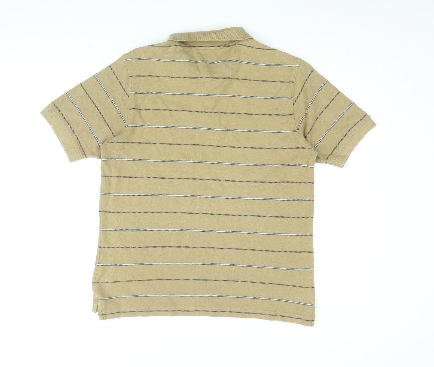 Henri Lloyd Mens Beige Striped Cotton Polo Size M Collared Button