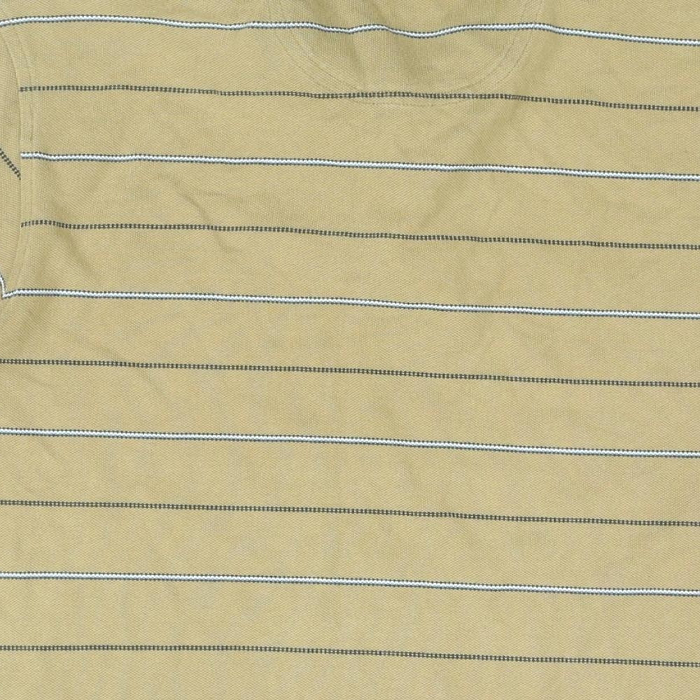 Henri Lloyd Mens Beige Striped Cotton Polo Size M Collared Button