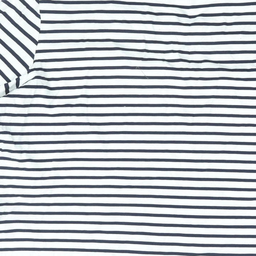 Jaeger Womens White Striped Cotton Basic T-Shirt Size 8 V-Neck