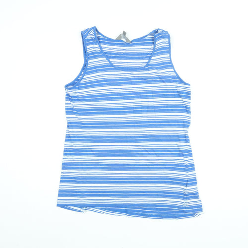 Mountain Warehouse Womens Blue Striped Cotton Basic Tank Size 16 Round Neck