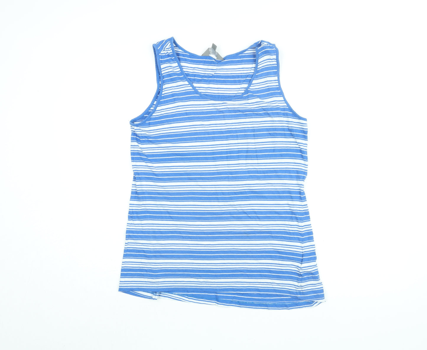 Mountain Warehouse Womens Blue Striped Cotton Basic Tank Size 16 Round Neck