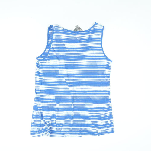 Mountain Warehouse Womens Blue Striped Cotton Basic Tank Size 16 Round Neck