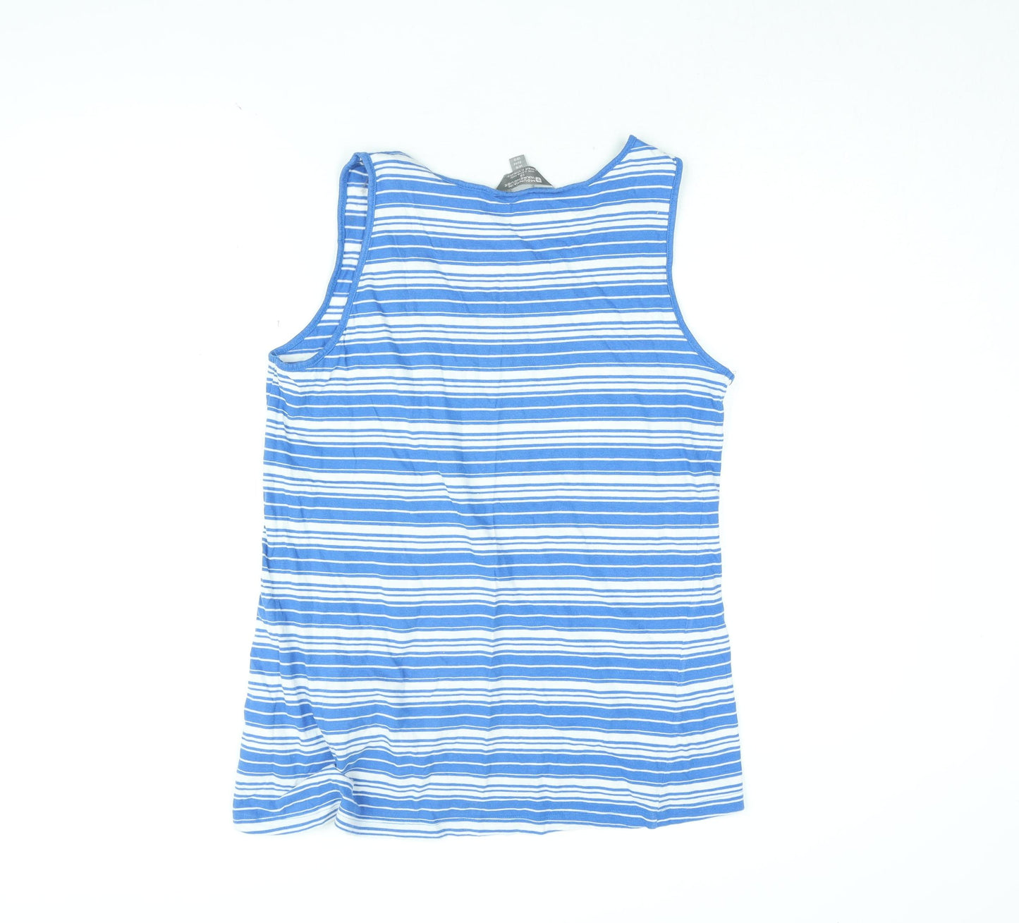 Mountain Warehouse Womens Blue Striped Cotton Basic Tank Size 16 Round Neck