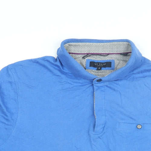 Ted Baker Mens Blue Cotton T-Shirt Size XL Collared