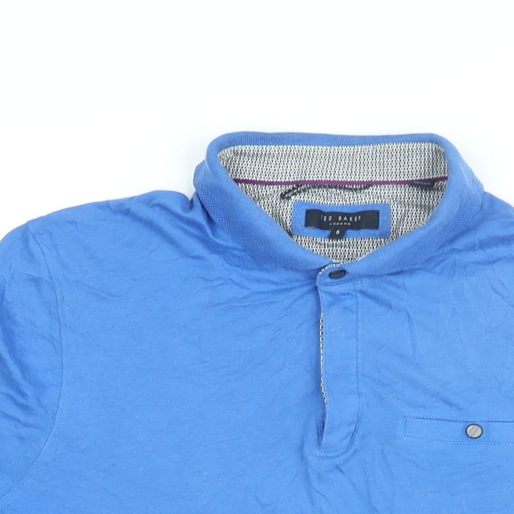 Ted Baker Mens Blue Cotton T-Shirt Size XL Collared