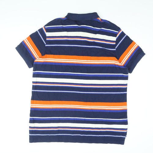 Polo by Ralph Lauren Mens Blue Striped Cotton Polo Size XL Collared Button