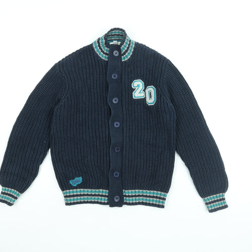 Vertbaudet Boys Blue High Neck Cotton Cardigan Jumper Size 9-10 Years Button - 20