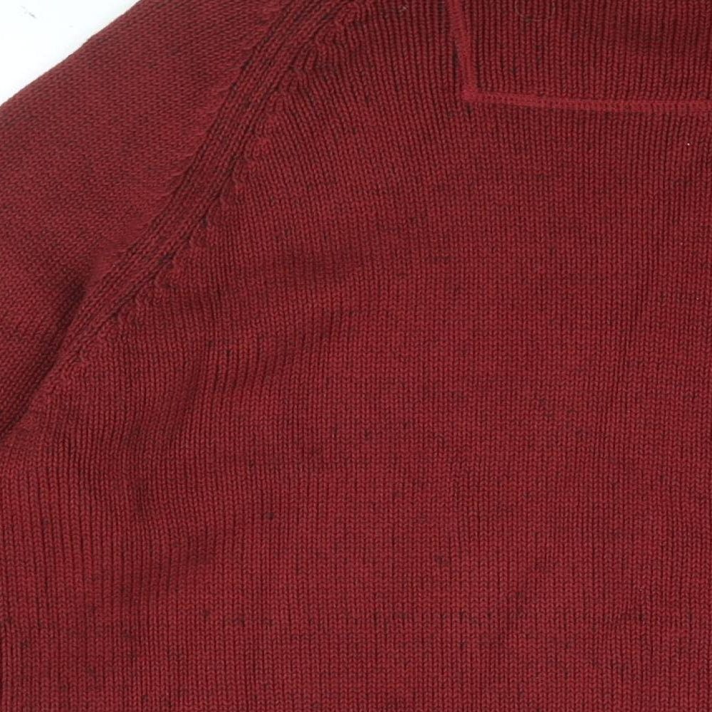 Maine Mens Red Round Neck Cotton Pullover Jumper Size M Long Sleeve