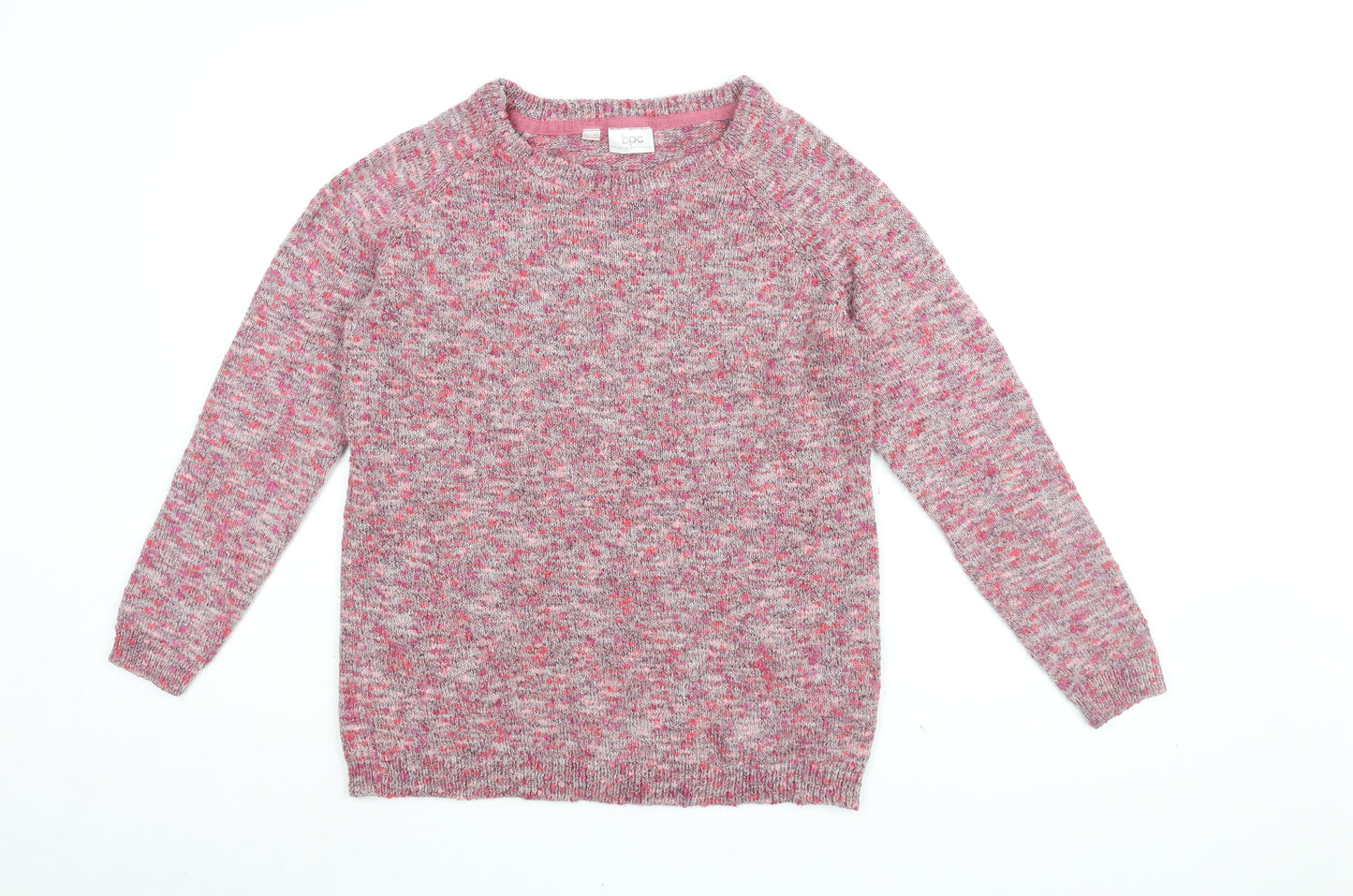 Bpc Womens Pink Round Neck Acrylic Pullover Jumper Size M