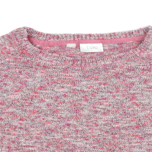 Bpc Womens Pink Round Neck Acrylic Pullover Jumper Size M