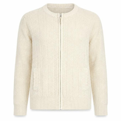 Isle Womens Beige Cotton Full Zip Sweatshirt Size 10 Zip - Size 10-12
