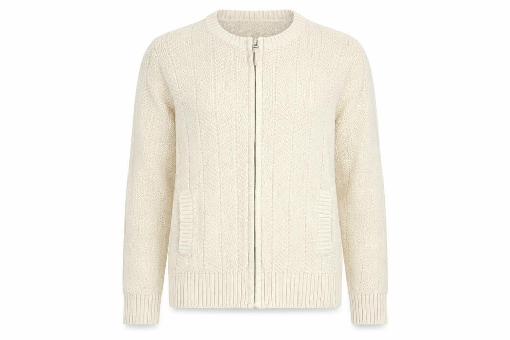 Isle Womens Beige Cotton Full Zip Sweatshirt Size 10 Zip - Size 10-12