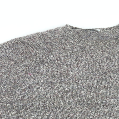 BHS Mens Brown Round Neck Wool Pullover Jumper Size M Long Sleeve