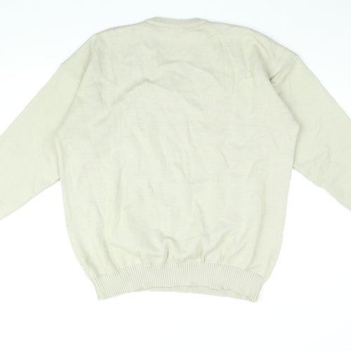 Roberto Mens Beige V-Neck Acrylic Pullover Jumper Size XL Long Sleeve