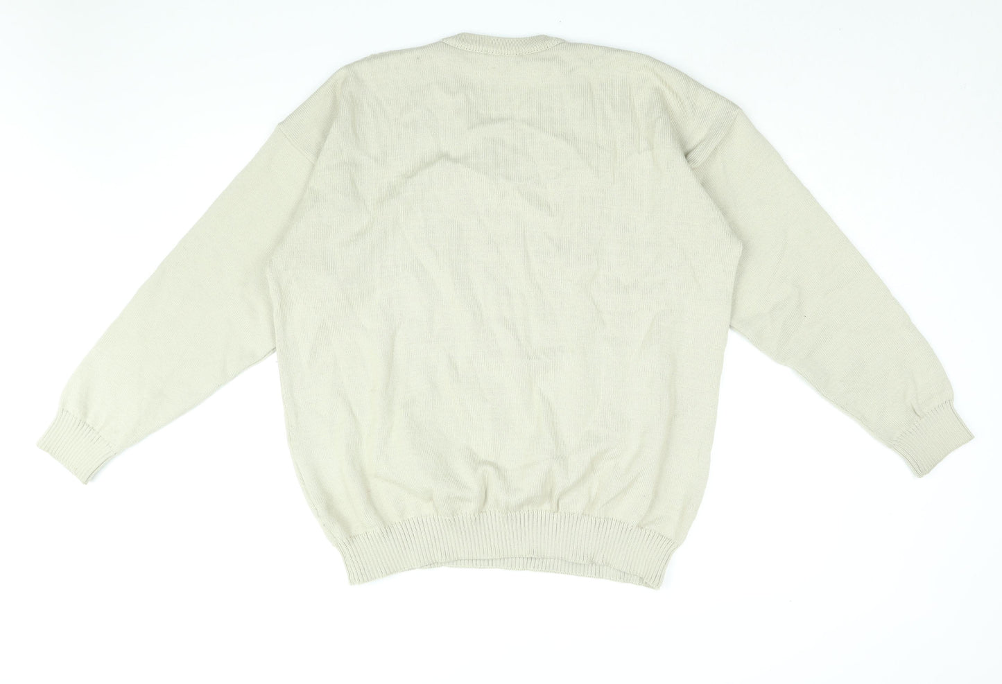 Roberto Mens Beige V-Neck Acrylic Pullover Jumper Size XL Long Sleeve