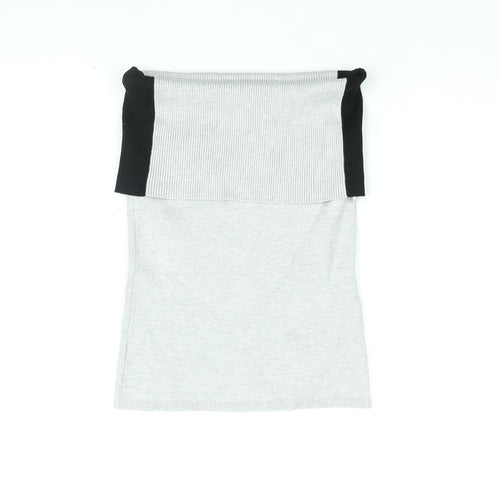 Lindex Womens Grey Viscose Basic T-Shirt Size XS Off the Shoulder