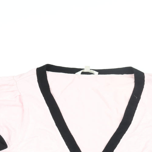 Kookai Womens Pink Viscose Wrap T-Shirt Size M V-Neck