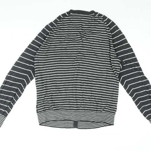 Gap Womens Black V-Neck Striped Cotton Cardigan Jumper Size L