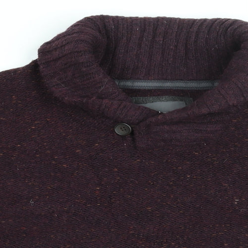 Rocha John Rocha Mens Purple V-Neck Nylon Pullover Jumper Size L Long Sleeve