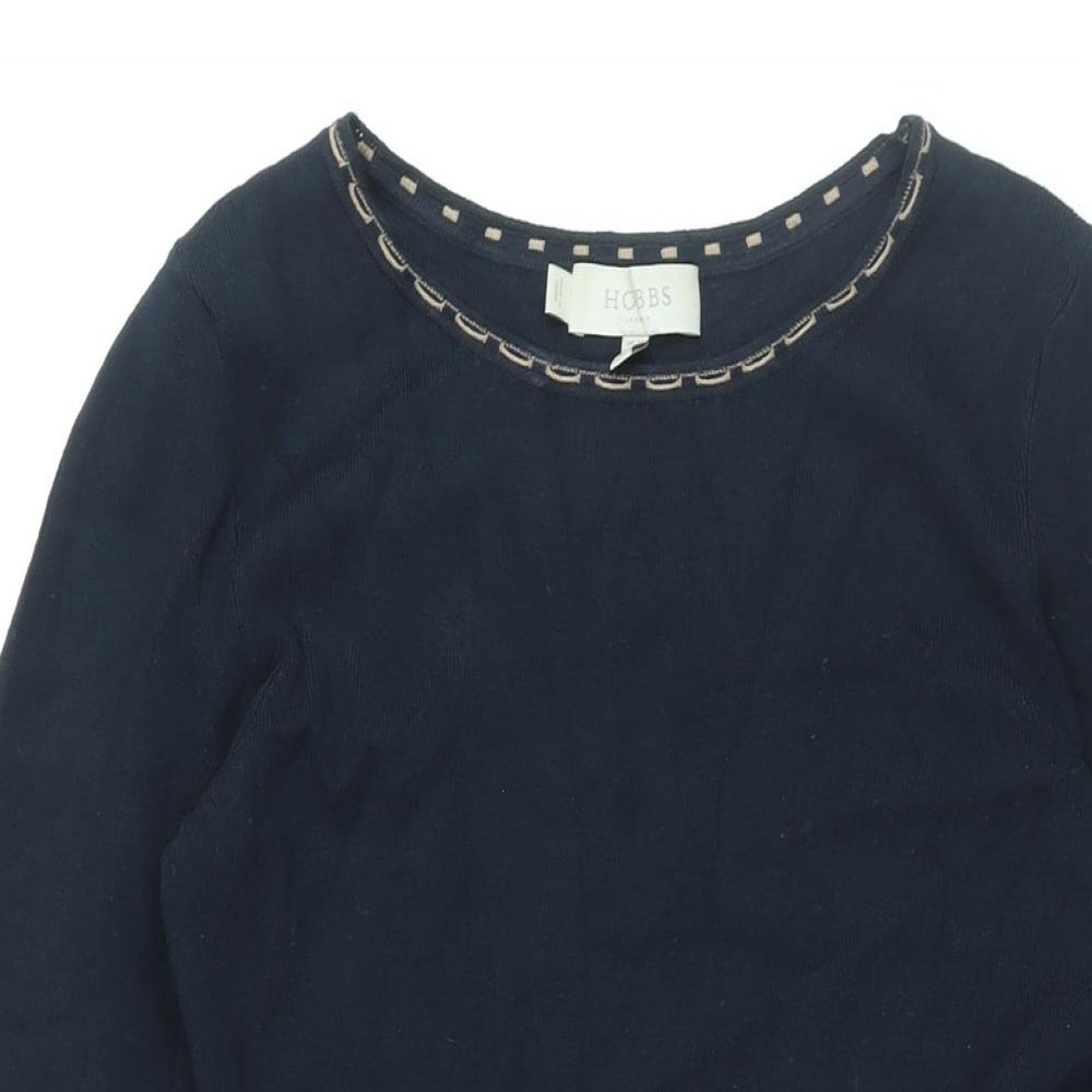 Hobbs Womens Blue Geometric Viscose A-Line Size 12 Round Neck Pullover