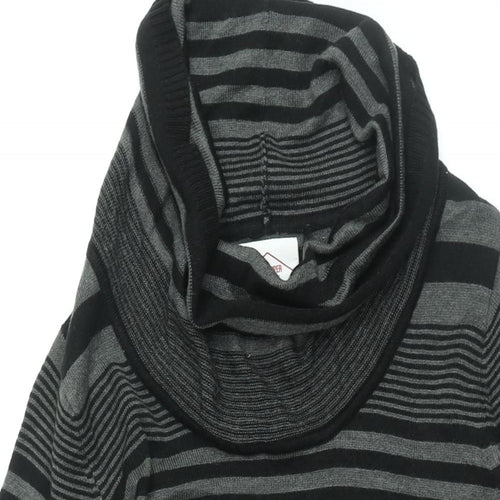 Lee Cooper Womens Black Striped Acrylic Shift Size 10 Roll Neck Pullover