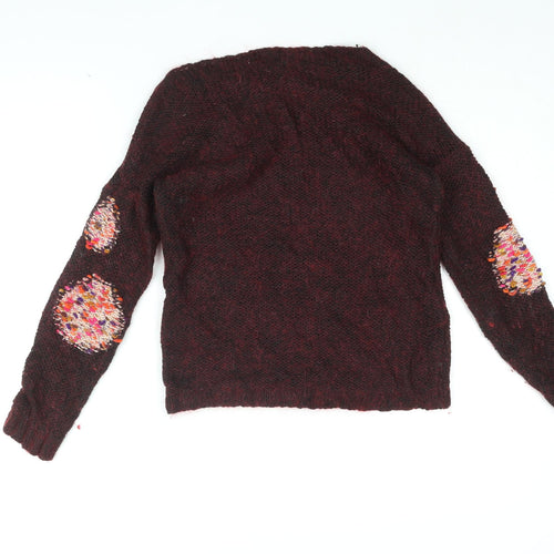 Grain de Malice Womens Red Round Neck Geometric Polyamide Pullover Jumper Size XL