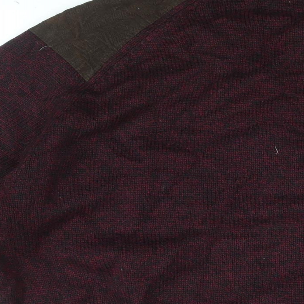 Red Herring Mens Red Round Neck Acrylic Pullover Jumper Size L Long Sleeve